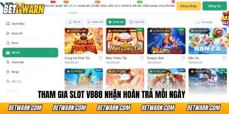 Tham gia Slot VB88 nhận hoàn trả mỗi ngày