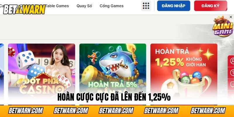 Hoàn cược cực đã lên đến 1,25%